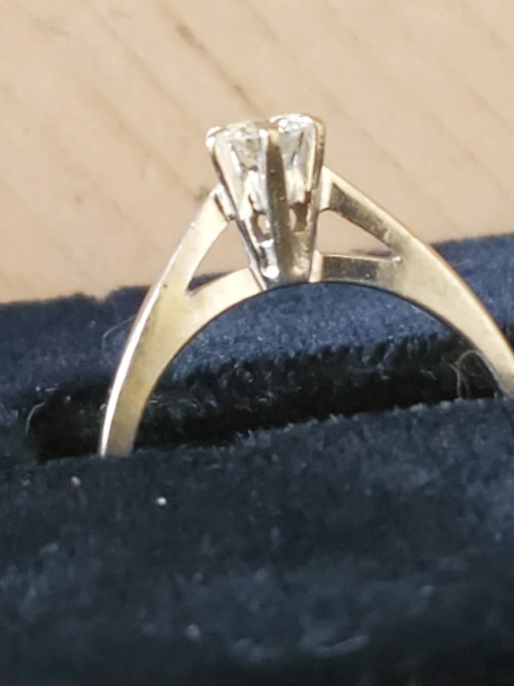 Vintage Retro GIFA 14K White Gold Diamond Solitaire Ladies Ring Size 6.5